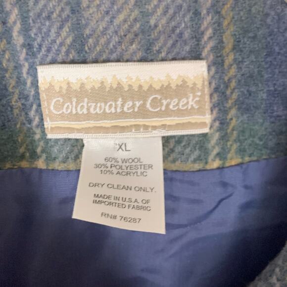 Coldwater Creek  mens XL plaid wool blue shacket zip up jacket lined gorp - Picture 2 of 9